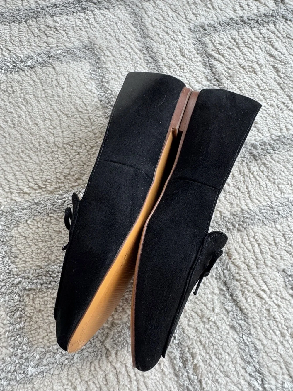 J.Crew Classic black textile faux-suede bow loafers size 8 1/2